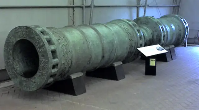 Huge cannon used to topple medieval walls. 