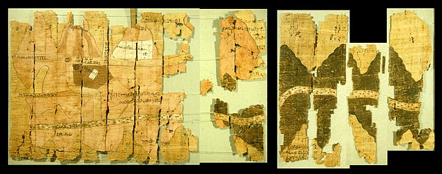 Turin Papyrus Map, 1150 BC, Gold mines